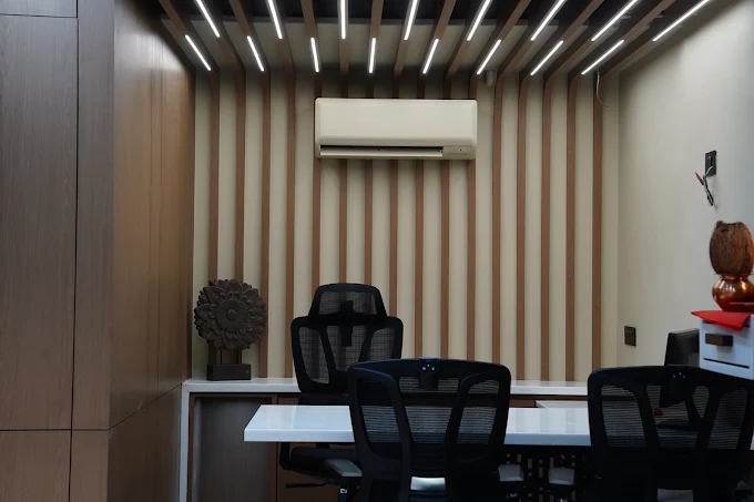 A quiet meeting nook inside the studio